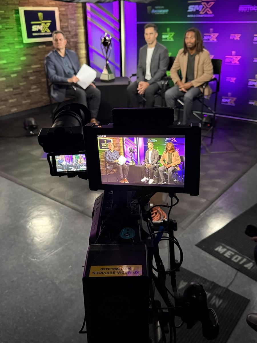 Broadcast camera monitor on the SMX World Championship interview set
